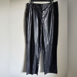 Primark women’s faux leather high waisted black straight leg pants Size 12